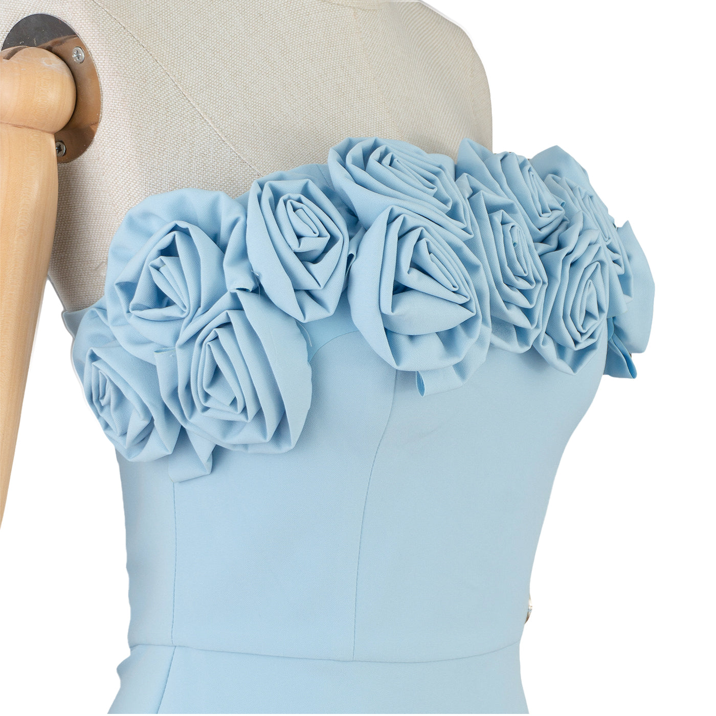 Light Blue Mini Dress with 3D Rose Detail