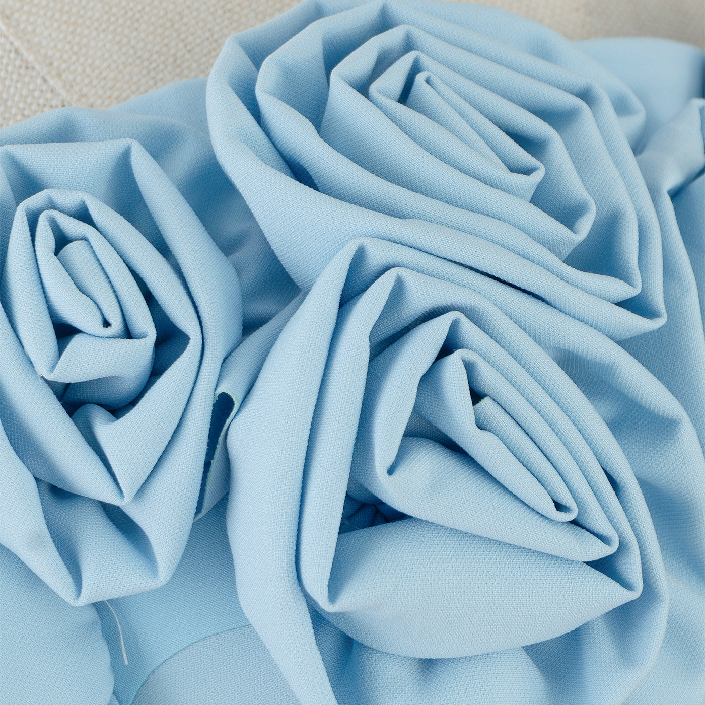 Light Blue Mini Dress with 3D Rose Detail