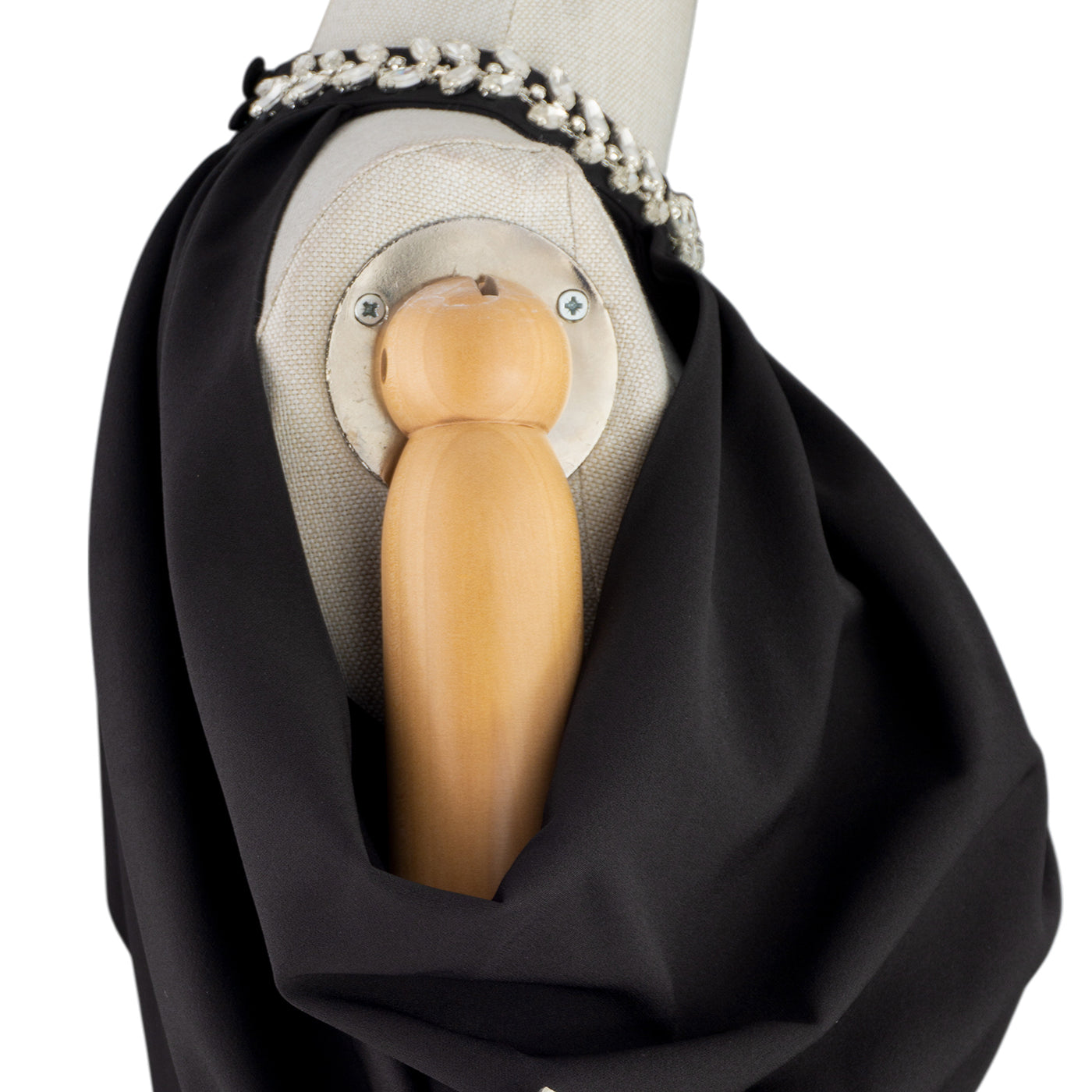 🖤 Off-Shoulder Black Midi Dress with Jewel Neckline