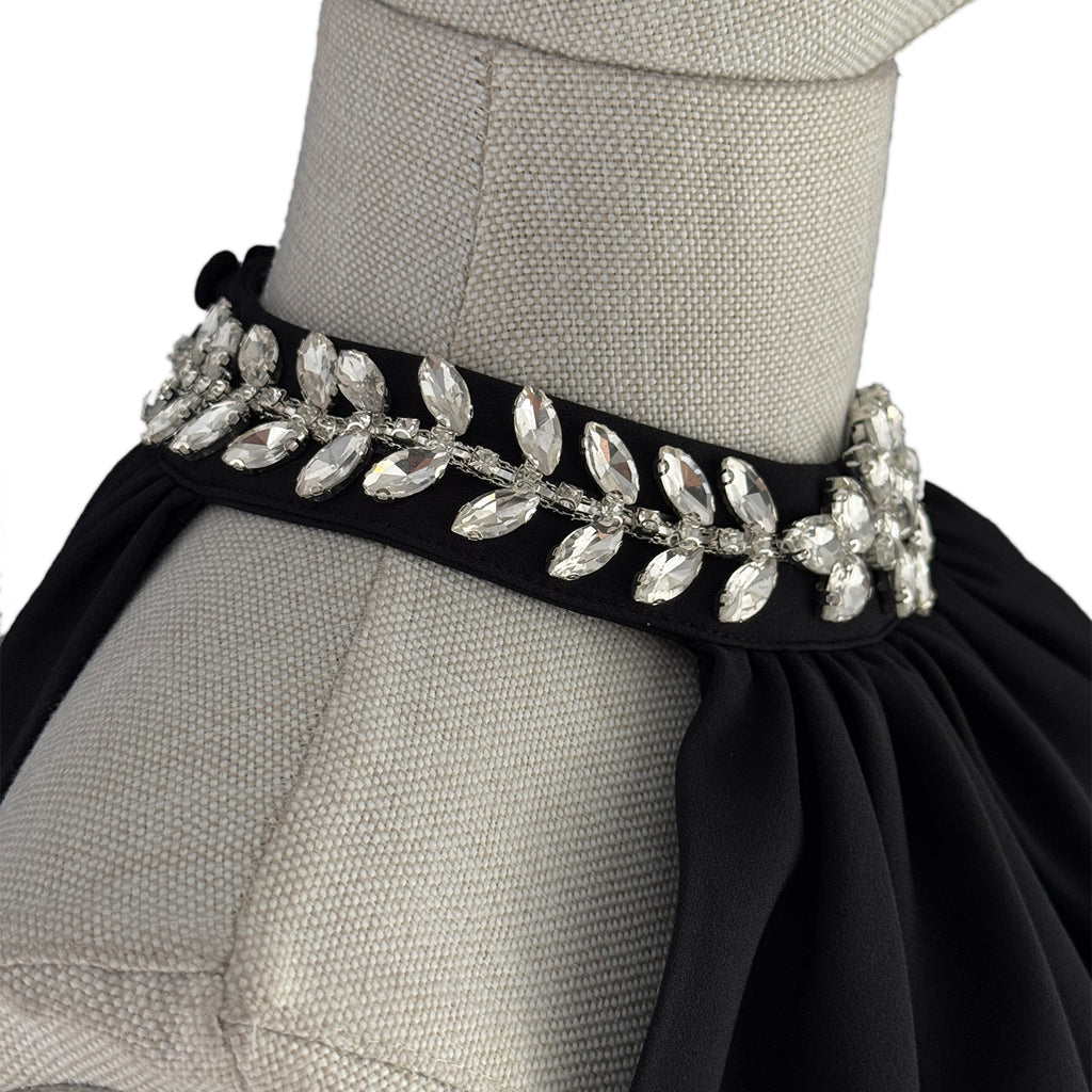 🖤 Off-Shoulder Black Midi Dress with Jewel Neckline