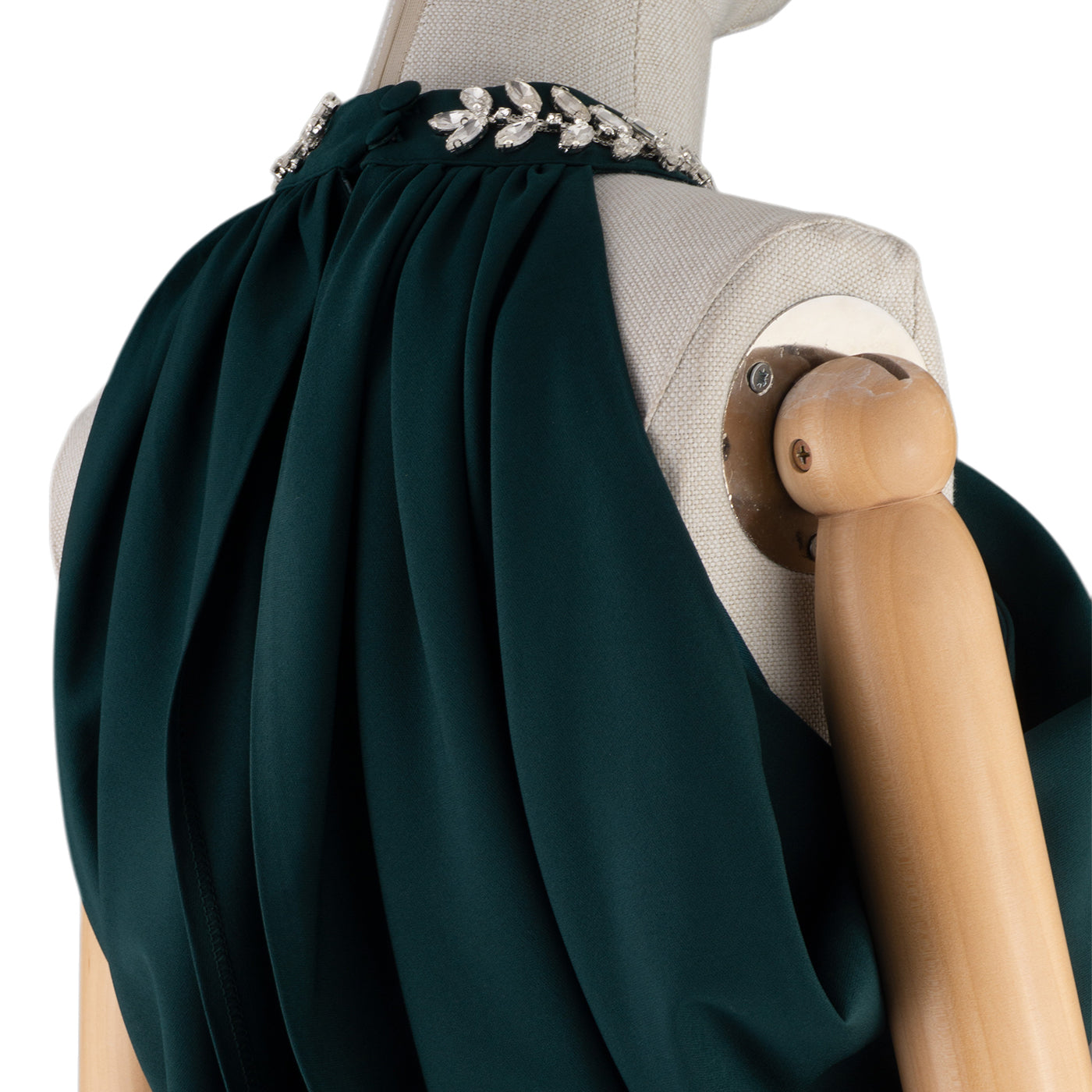 β¨ Elegant Draped Midi Dress with Embellished Neckline