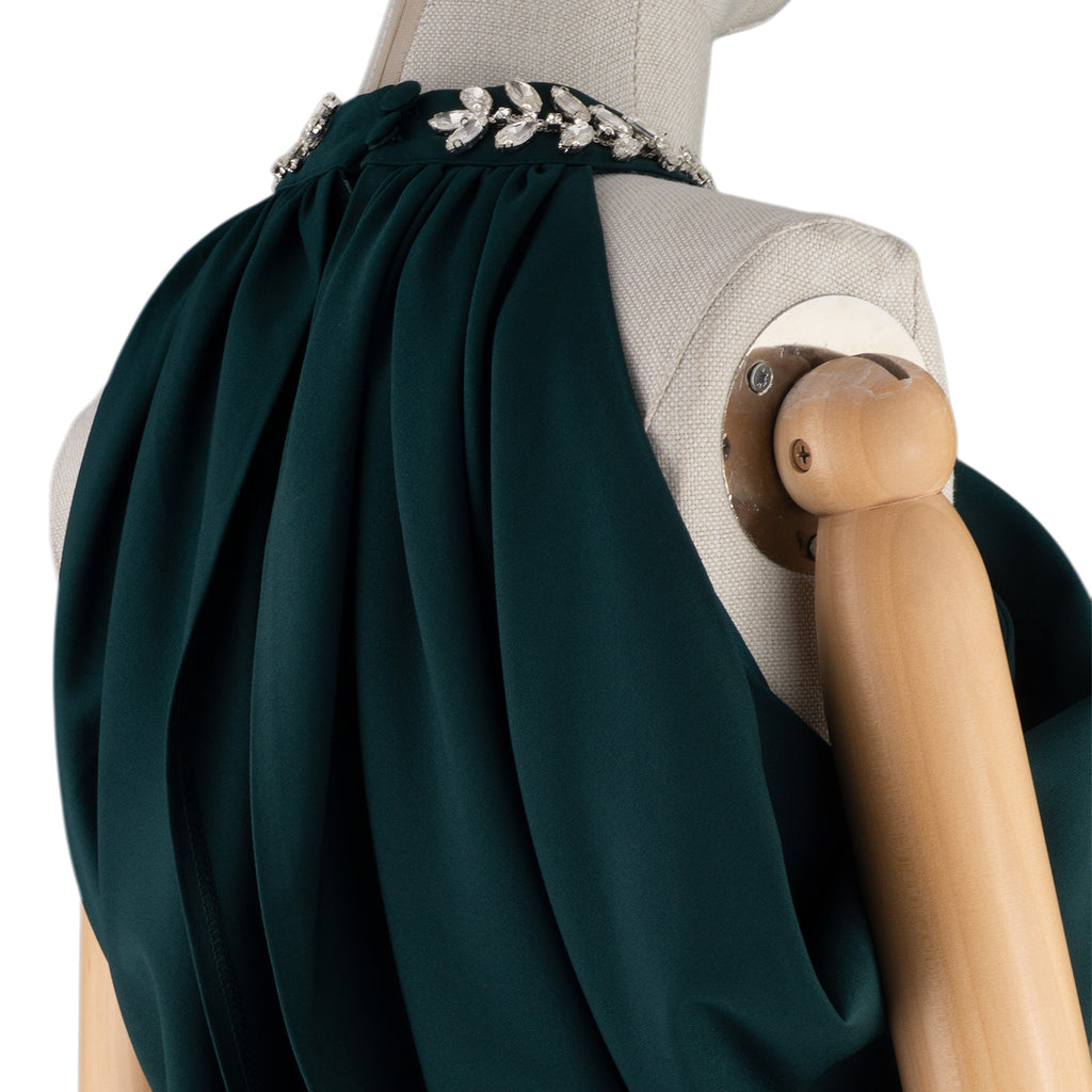 ✨ Elegant Draped Midi Dress with Embellished Neckline