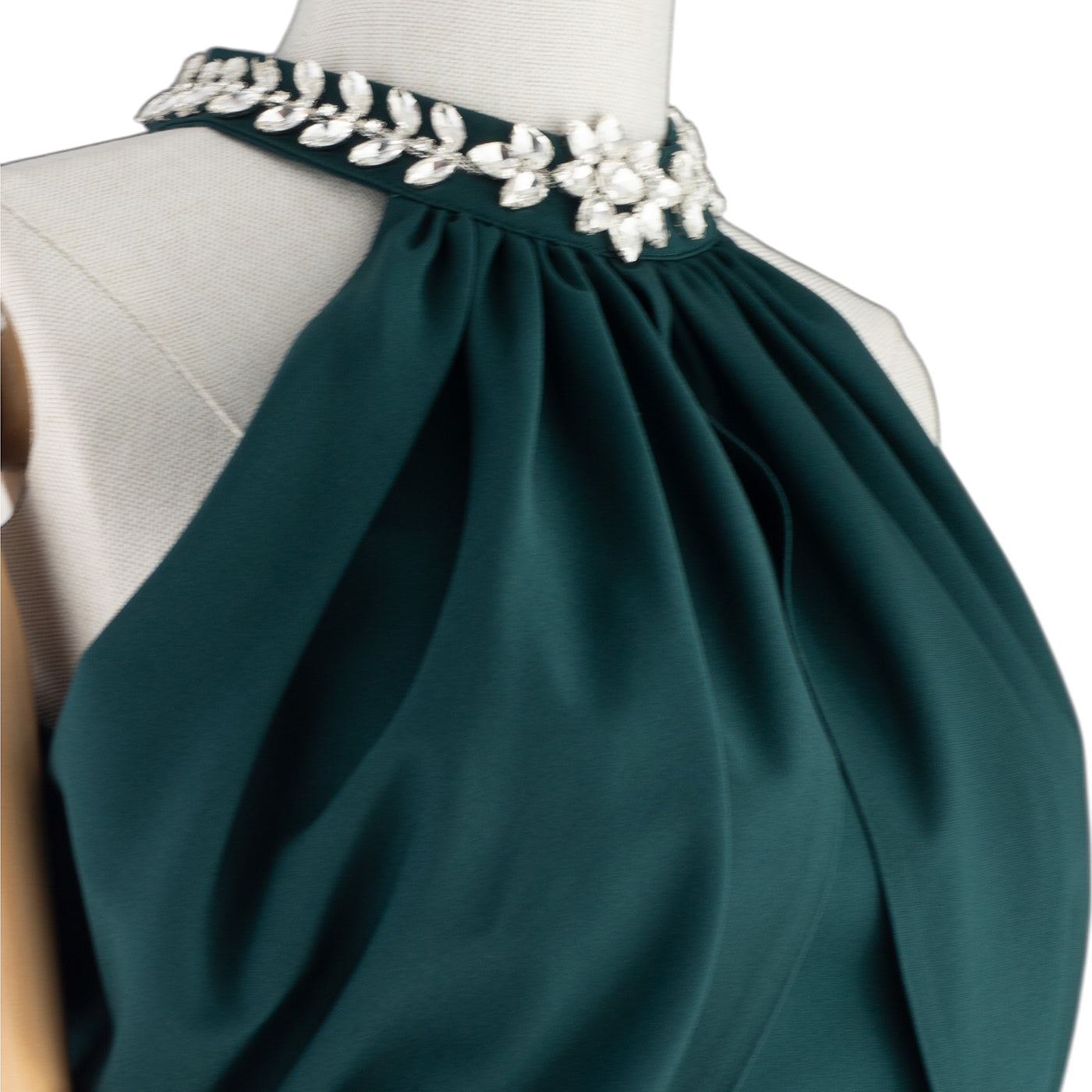 β¨ Elegant Draped Midi Dress with Embellished Neckline