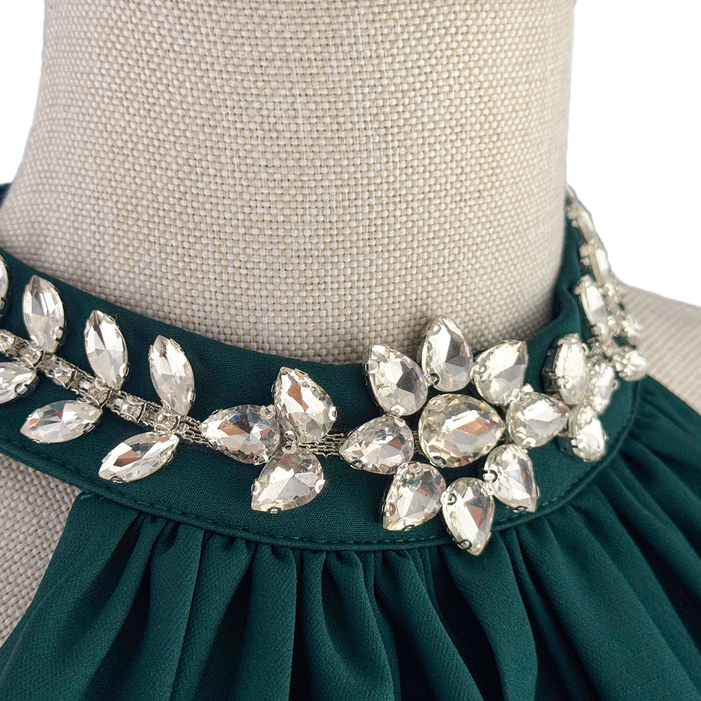 β¨ Elegant Draped Midi Dress with Embellished Neckline