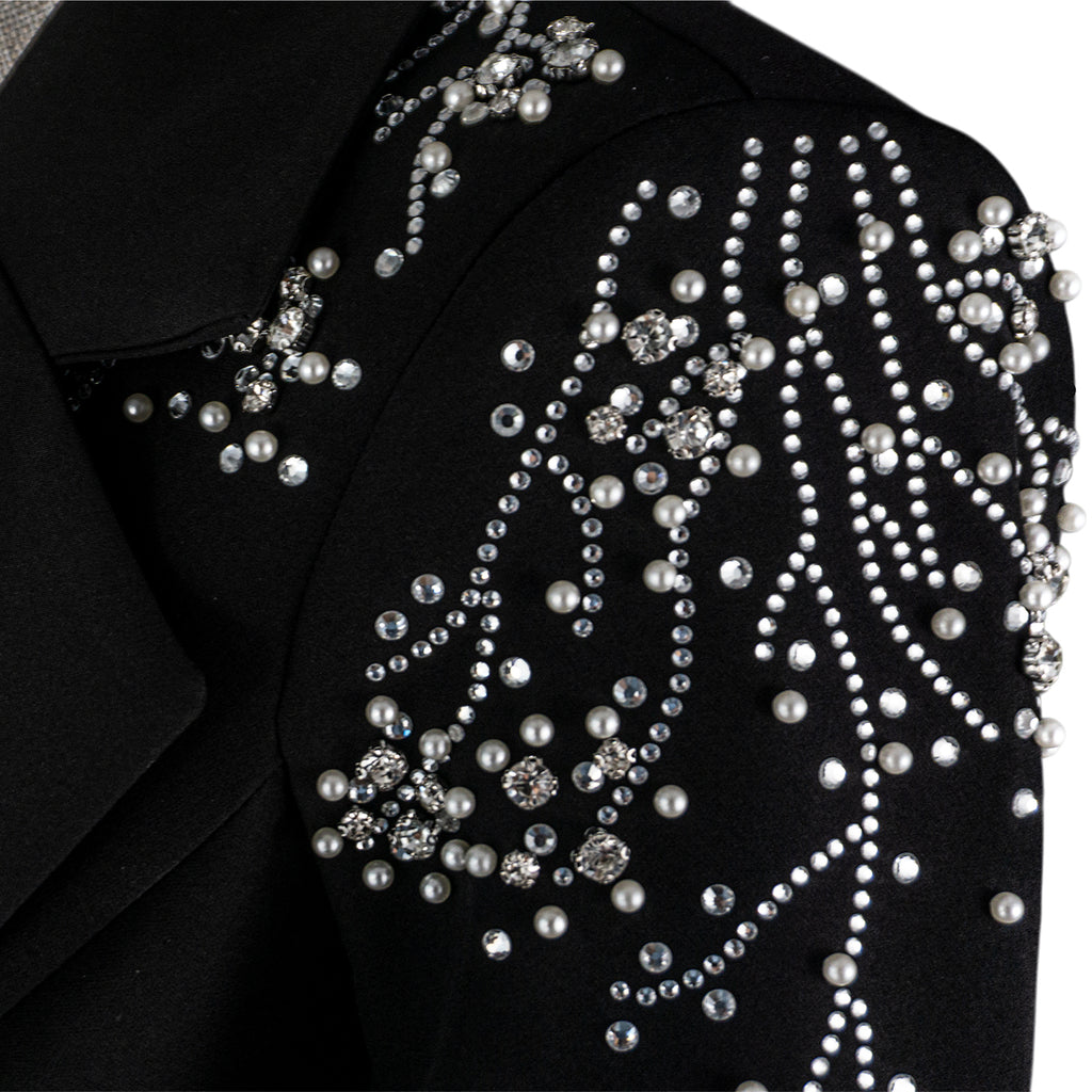 Black Embroidered Blazer Dress – Elegance in Every Stitch