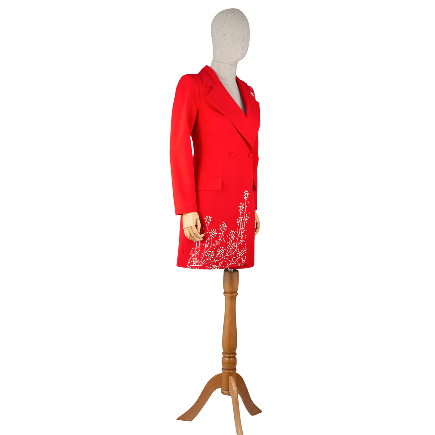 Red Embroidered Blazer Dress – Bold and Elegant Statement