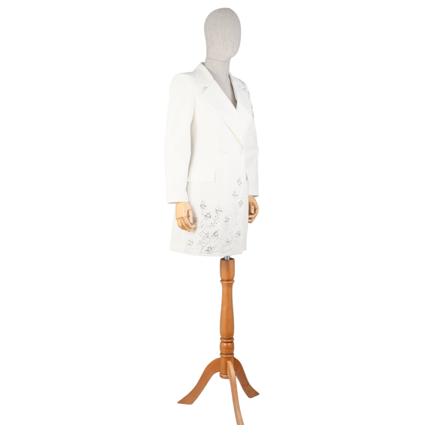 π€ White Embroidered Blazer Dress with Rhinestones