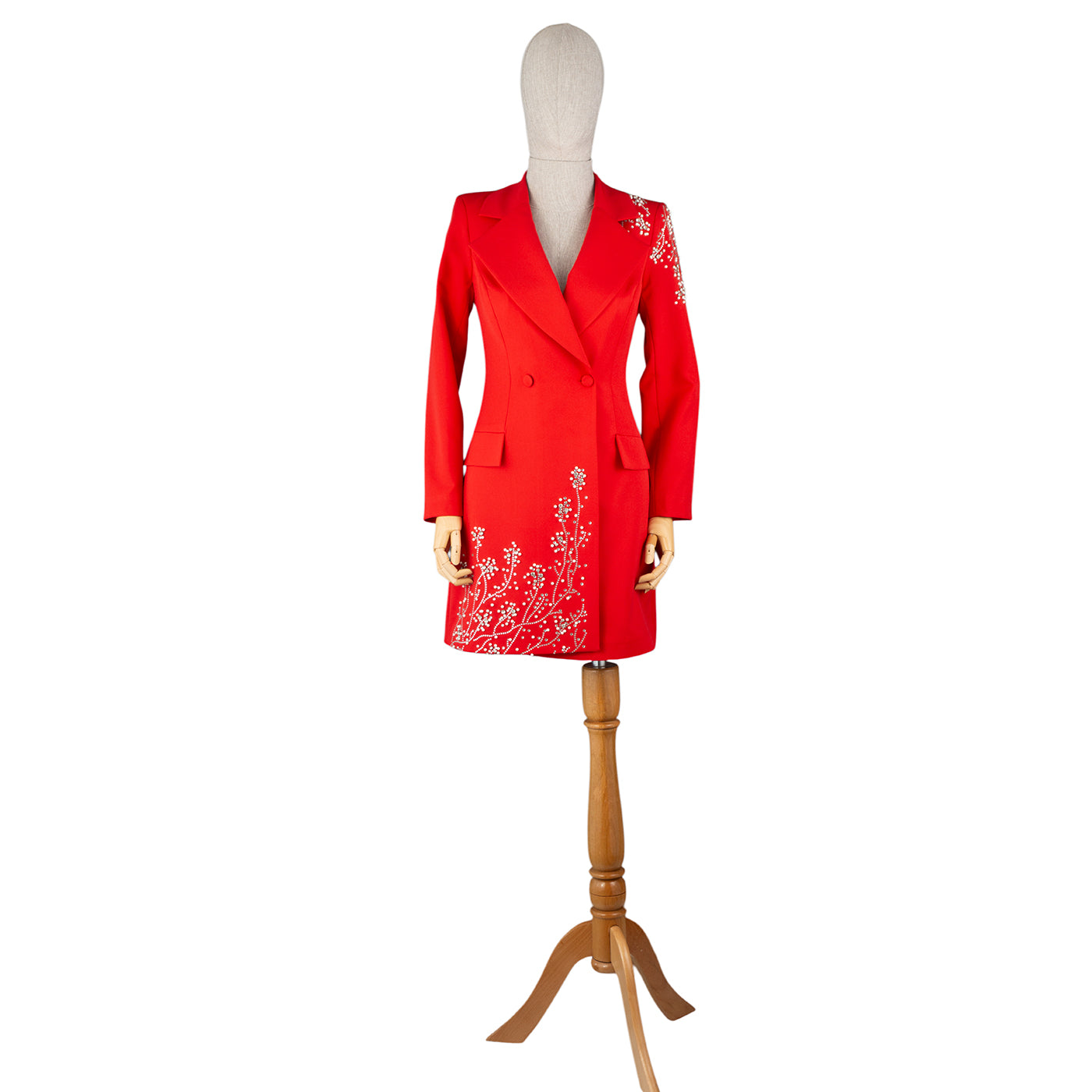 Red Embroidered Blazer Dress – Bold and Elegant Statement