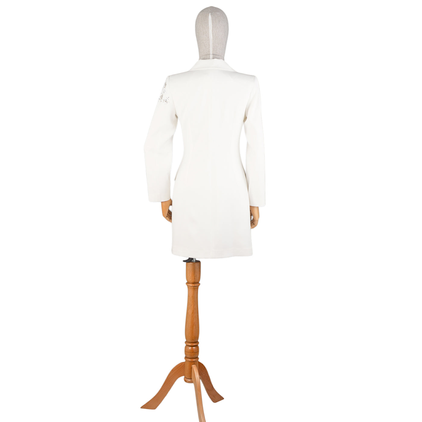 π€ White Embroidered Blazer Dress with Rhinestones