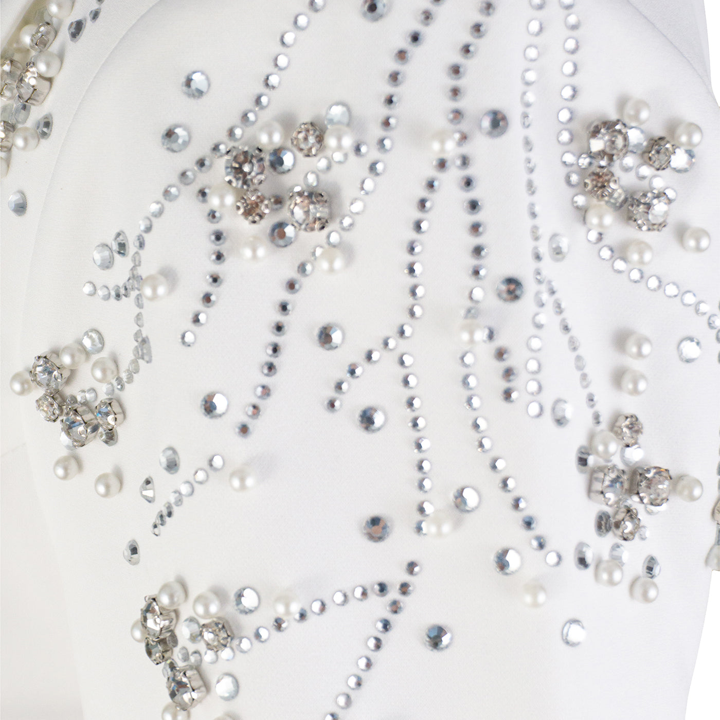 π€ White Embroidered Blazer Dress with Rhinestones