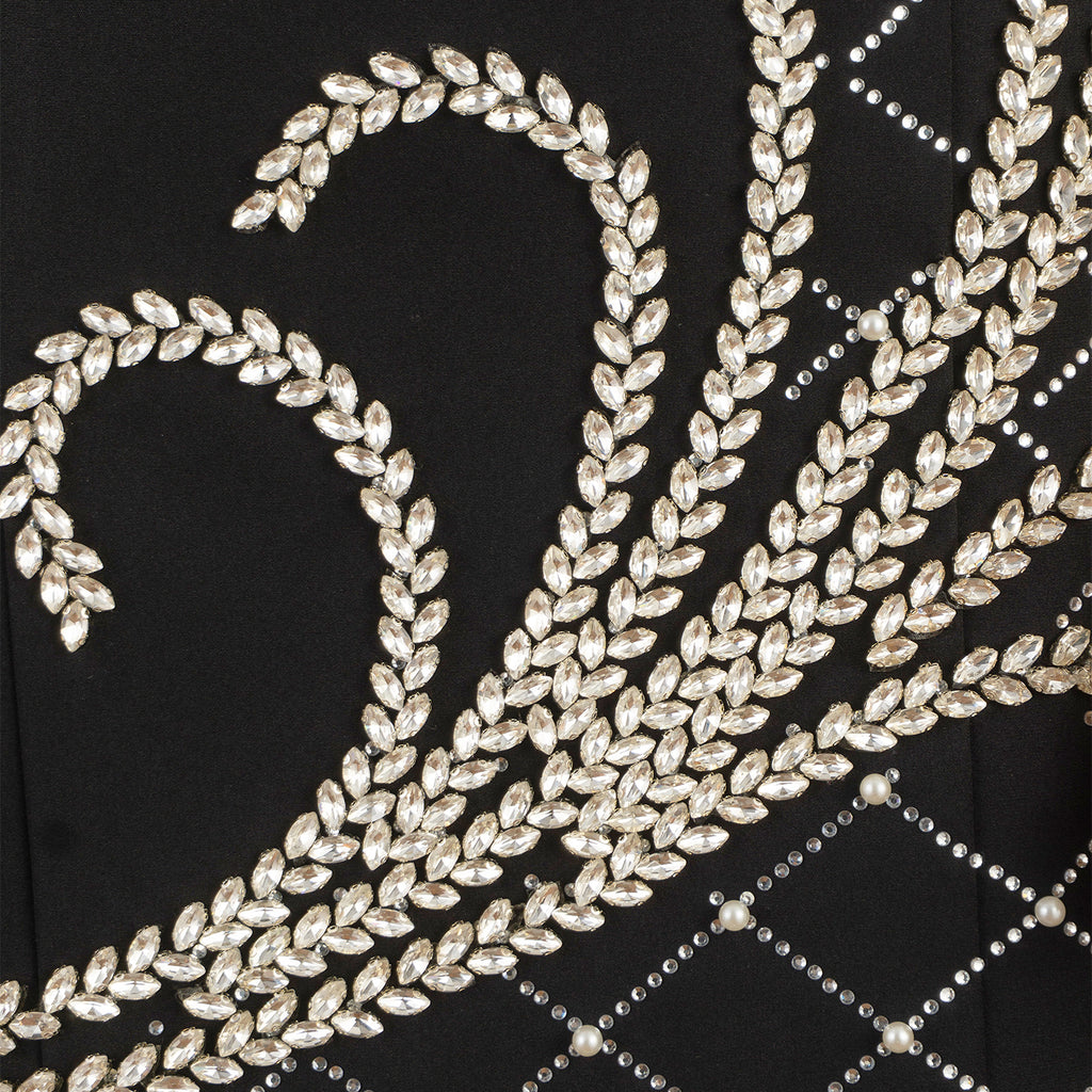 Black Strapless Mini Dress with Embroidery – Grace and Glamour