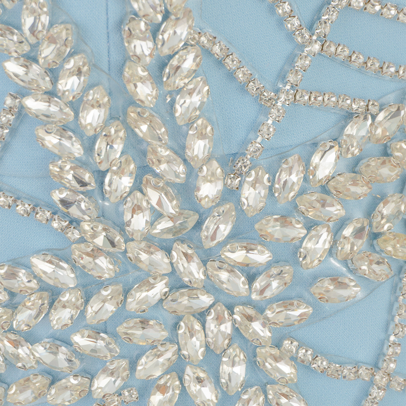 Light Blue Strapless Midi Dress with Embroidery