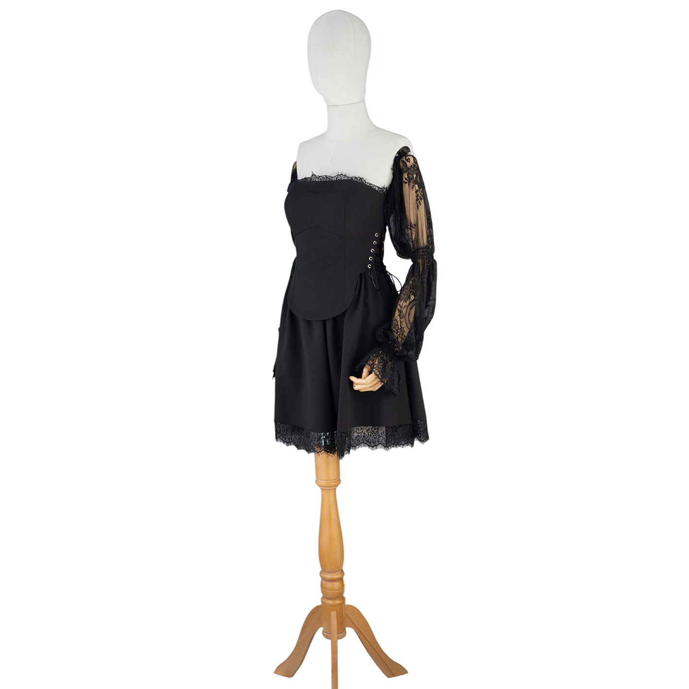 π« Elegant Black Dress with Lace Sleeves