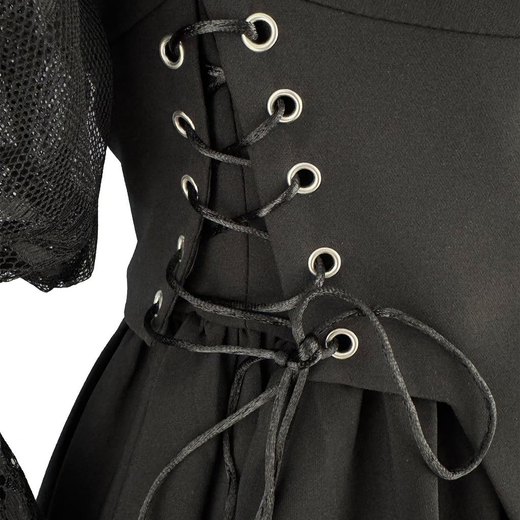 💫 Elegant Black Dress with Lace Sleeves