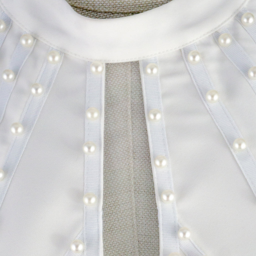 White Bodycon Dress with Pearl Stud Accents