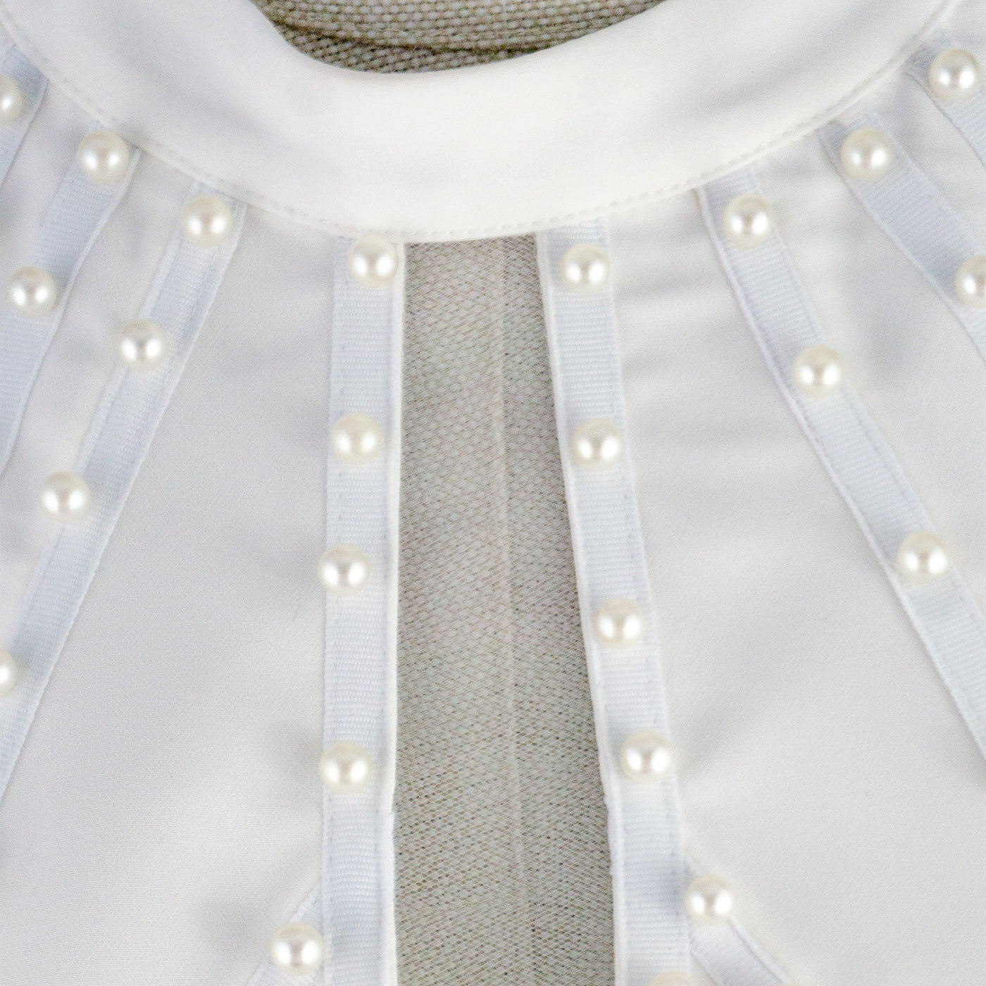 White Bodycon Dress with Pearl Stud Accents