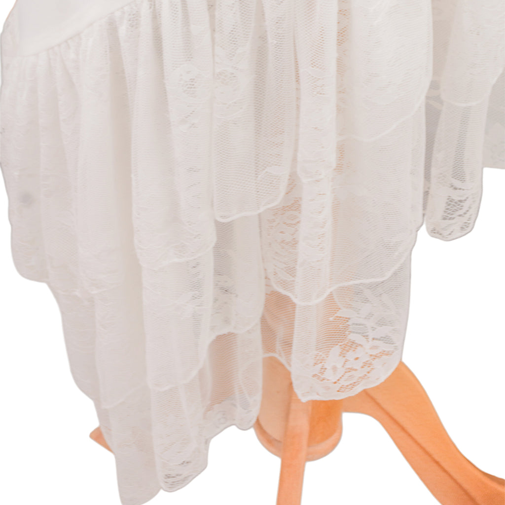 White Strapless Dress with Asymmetrical Lace Hem