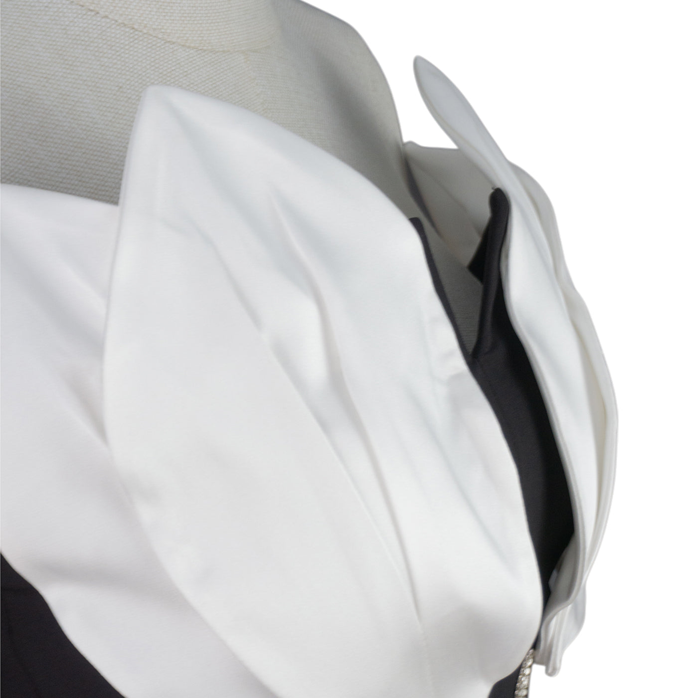 Black and White Petal Bodice Dress with Crystal Chain Accents