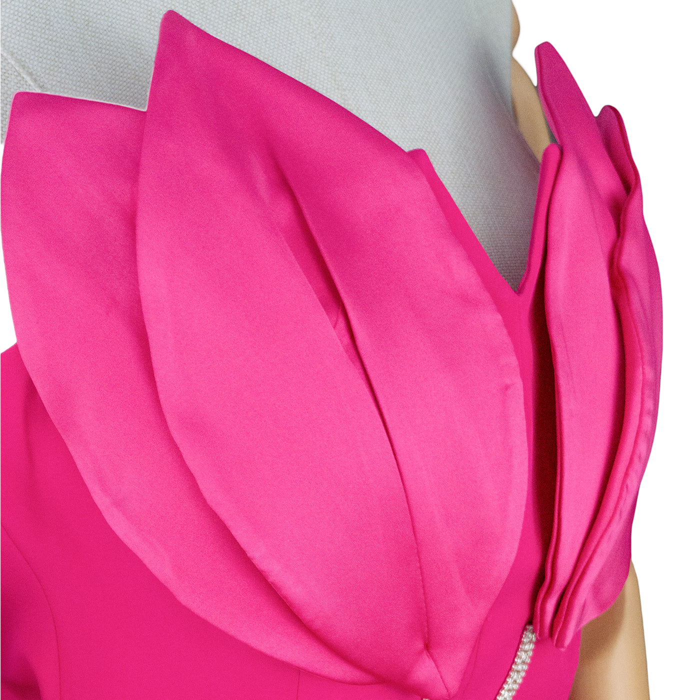 Hot Pink Dress with Petal Bodice and Crystal Chains