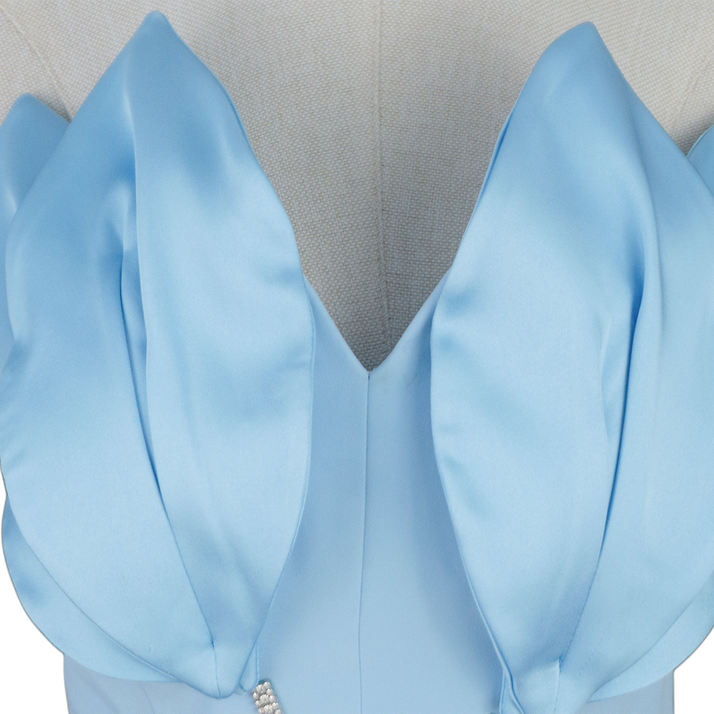 Light Blue Petal Bodice Dress with Crystal Chain Details