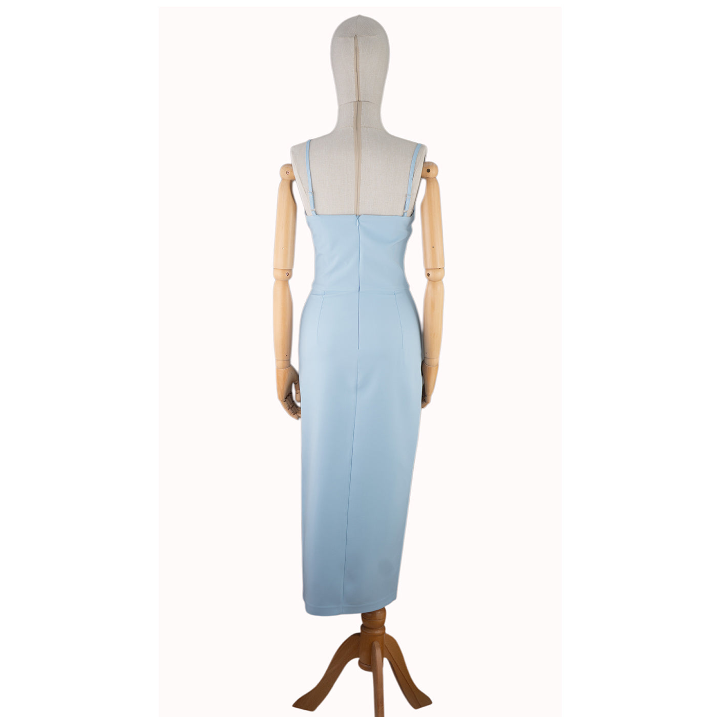 Light Blue Dress with Crystal Embellishment and Deep Neckline