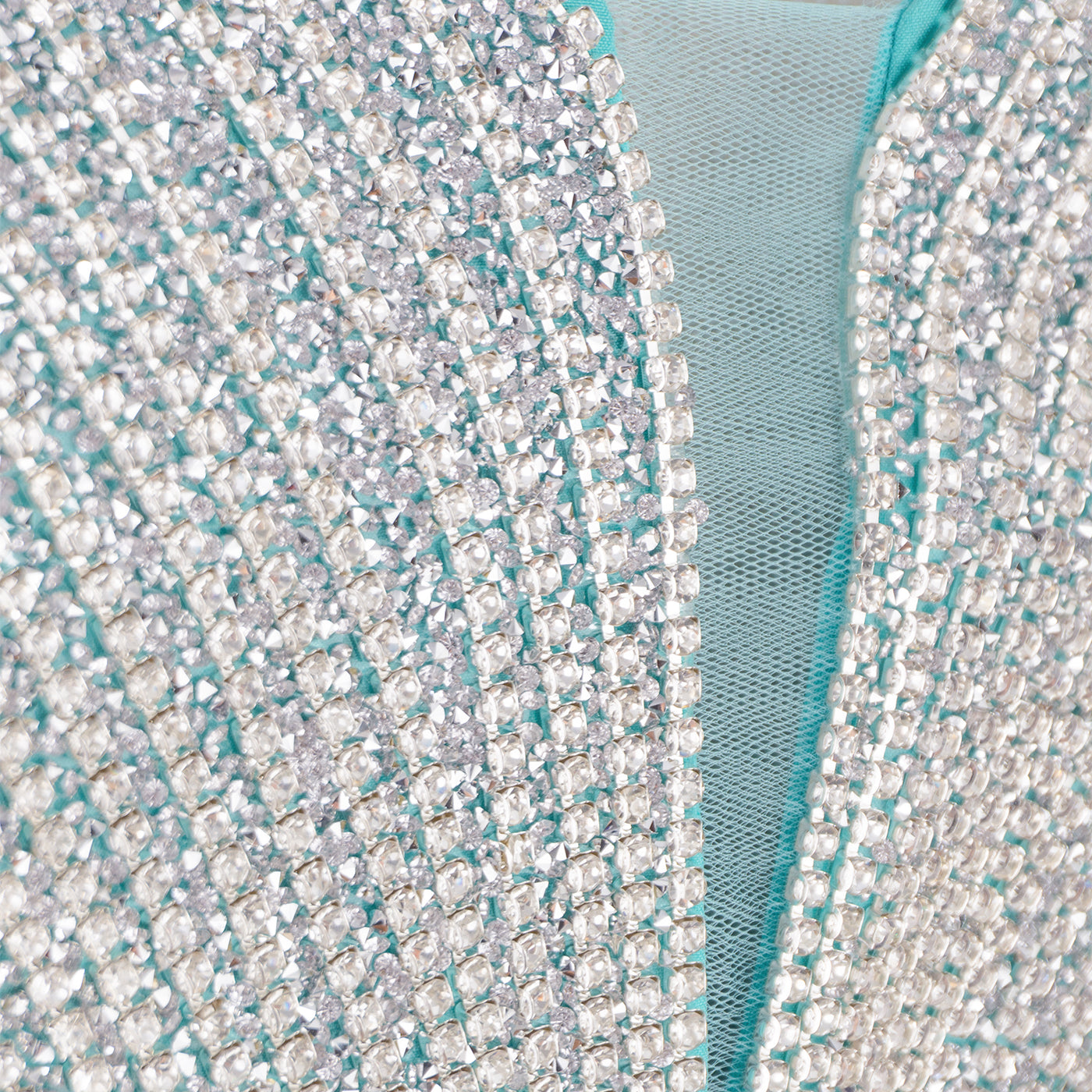 Mint Green Dress with Crystal Neckline and Side Slit