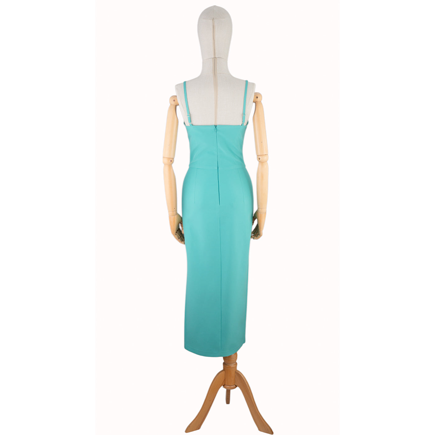 Mint Green Dress with Crystal Neckline and Side Slit