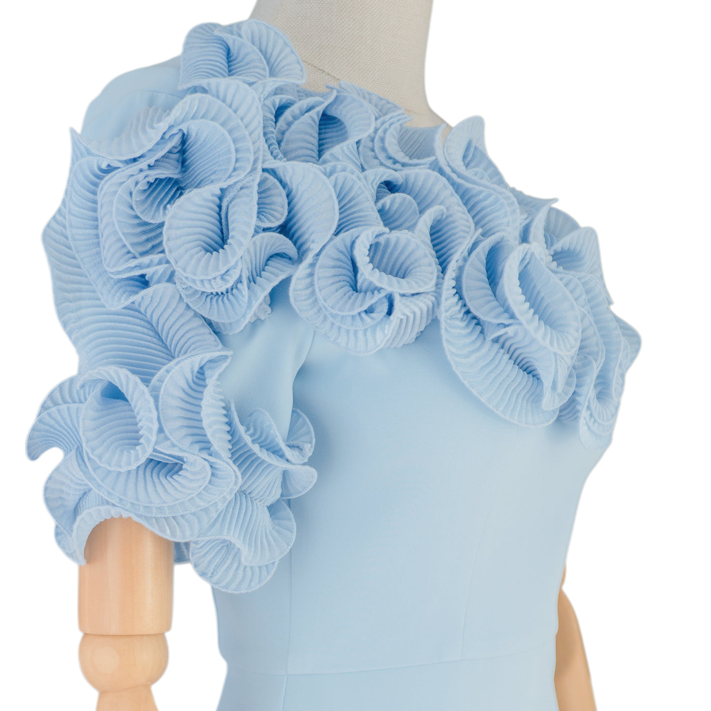 Light Blue One-Shoulder Dress with 3D Floral Detail