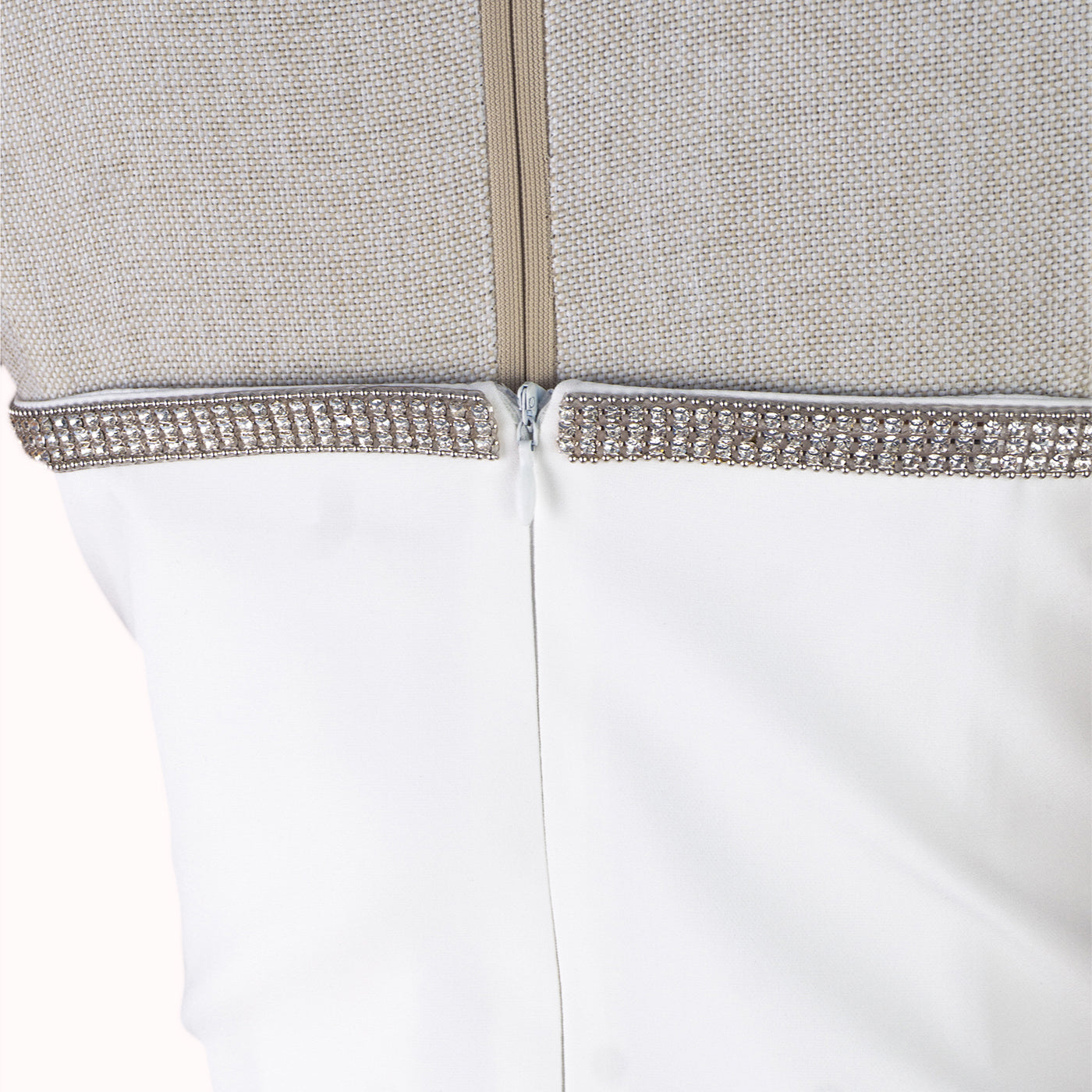 White Strapless Dress with Crystal Bow and Slit