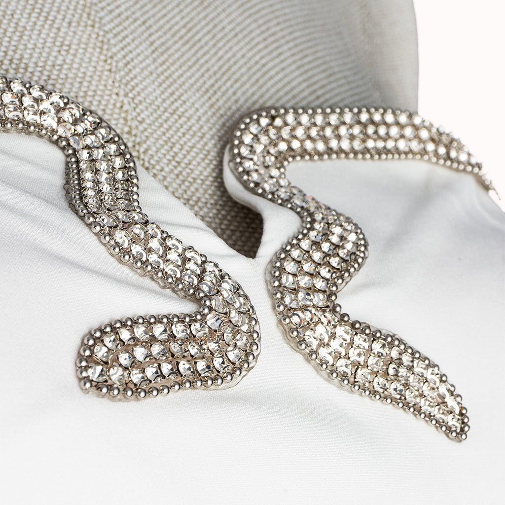 White Strapless Dress with Crystal Bow and Slit