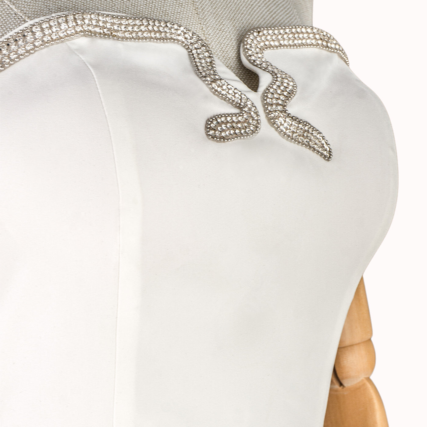 White Strapless Dress with Crystal Bow and Slit