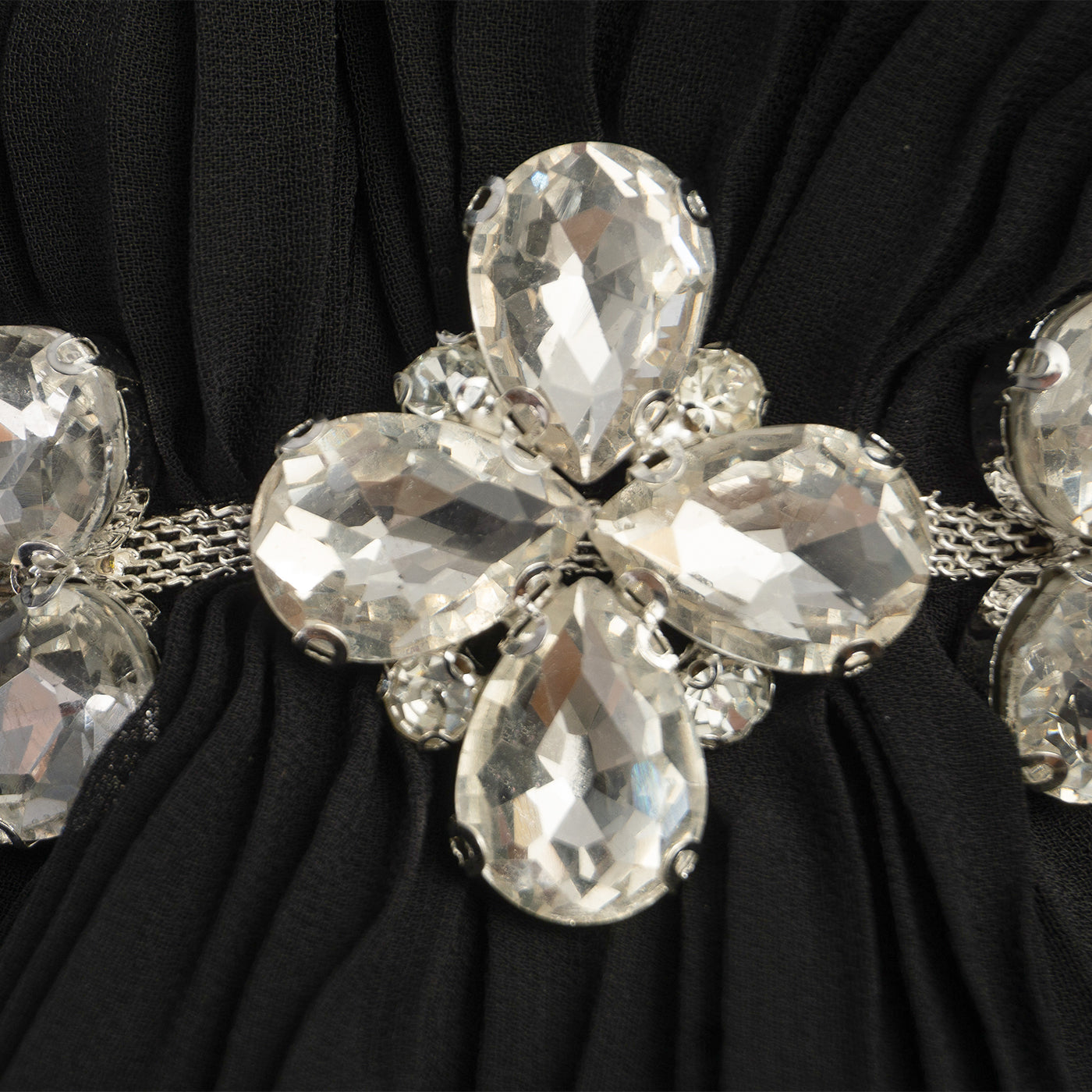 White Midi Dress with Black Sculptural Sleeves