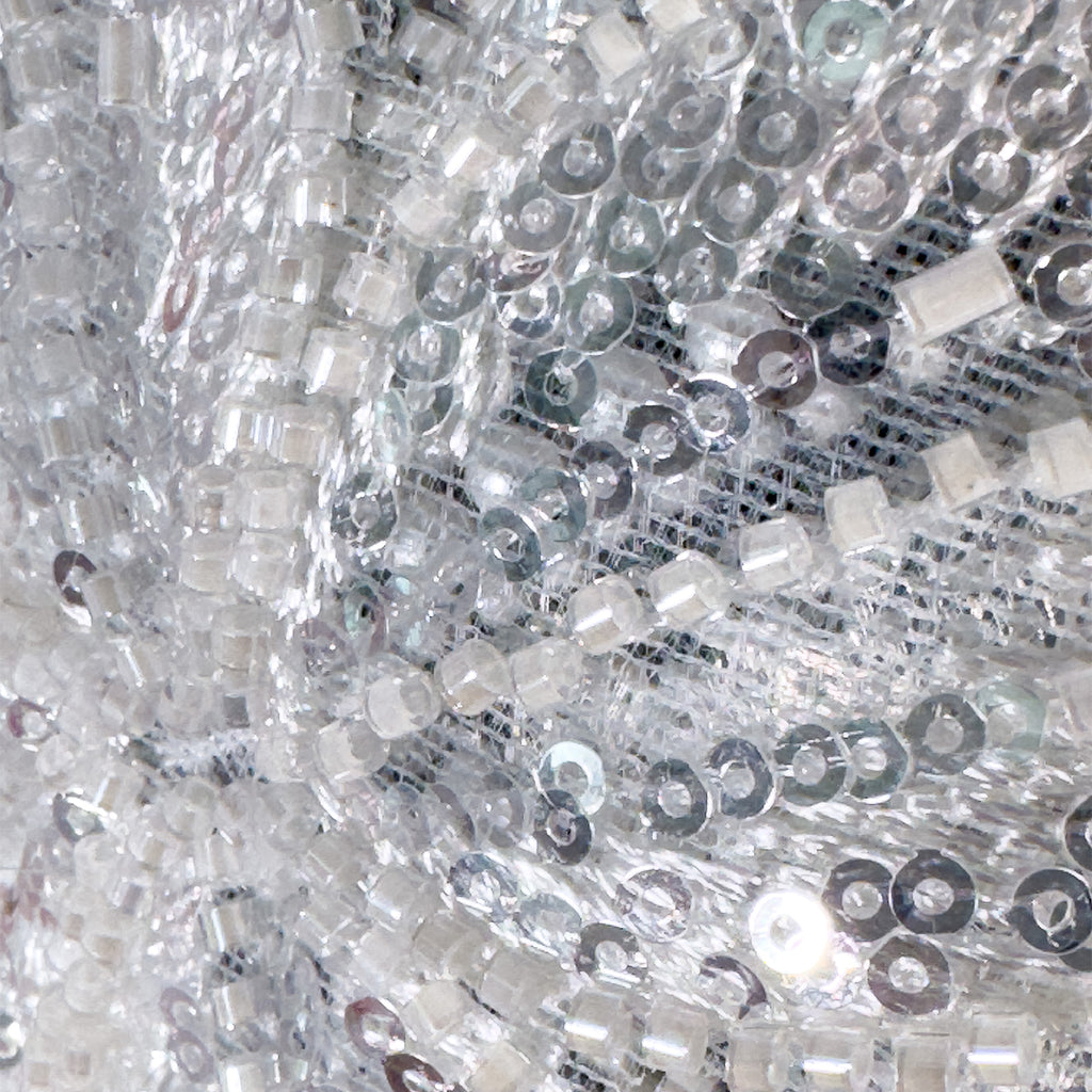 Black Mini Dress with White Floral Embroidery and Pearls