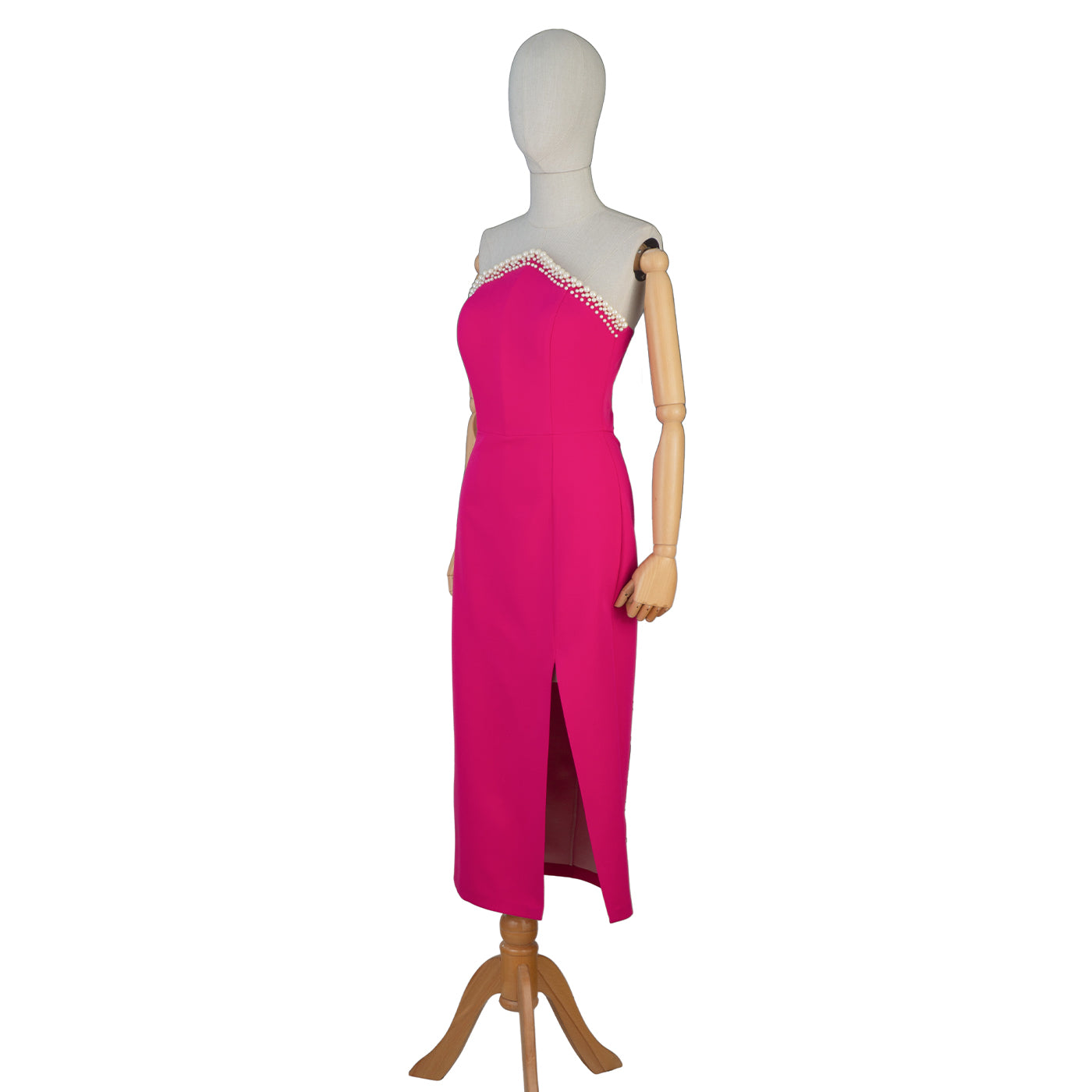 Elegant Pink Dress with Pearl Embellishment