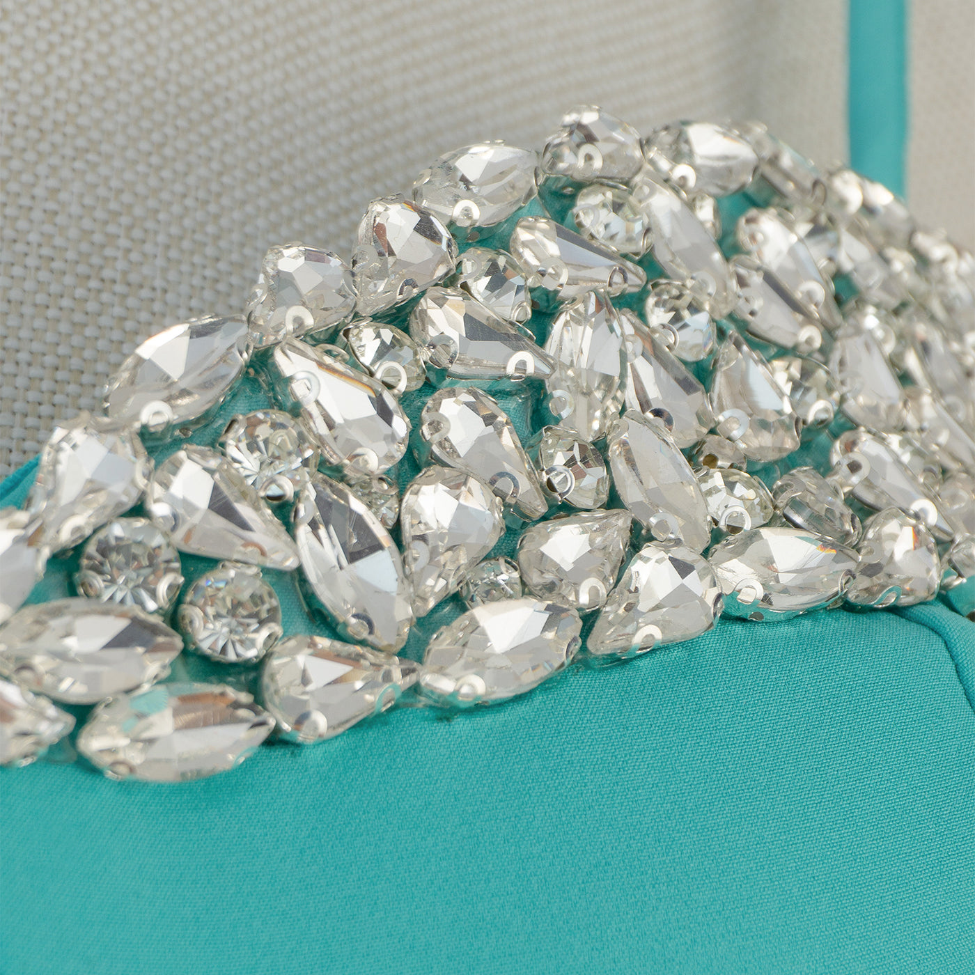 Turquoise Corset-Style Midi Dress with Pearl Details