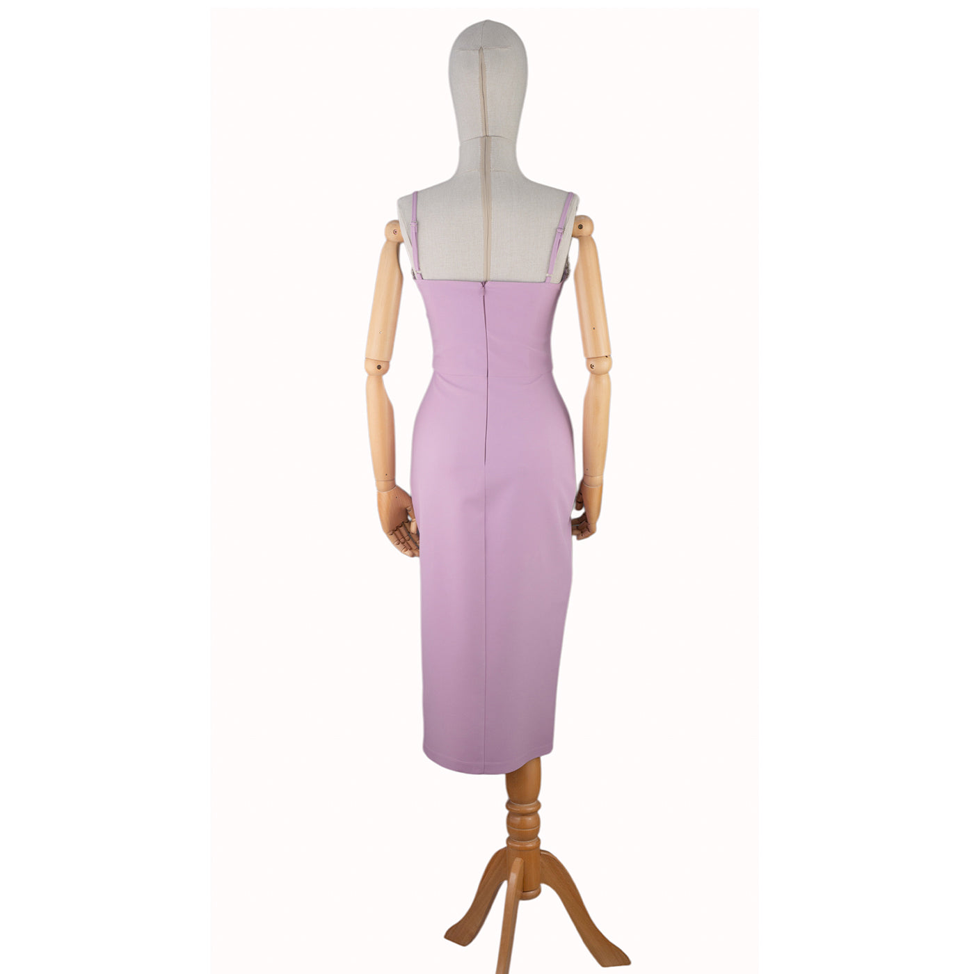 Lilac Midi Dress with Double Straps and Fitted Silhouette