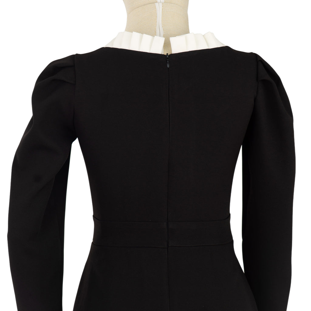 Elegant Black &amp; White Dress with Pearl Buttons