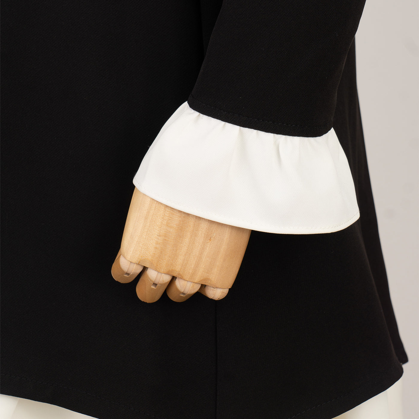 Elegant Black &amp; White Dress with Pearl Buttons