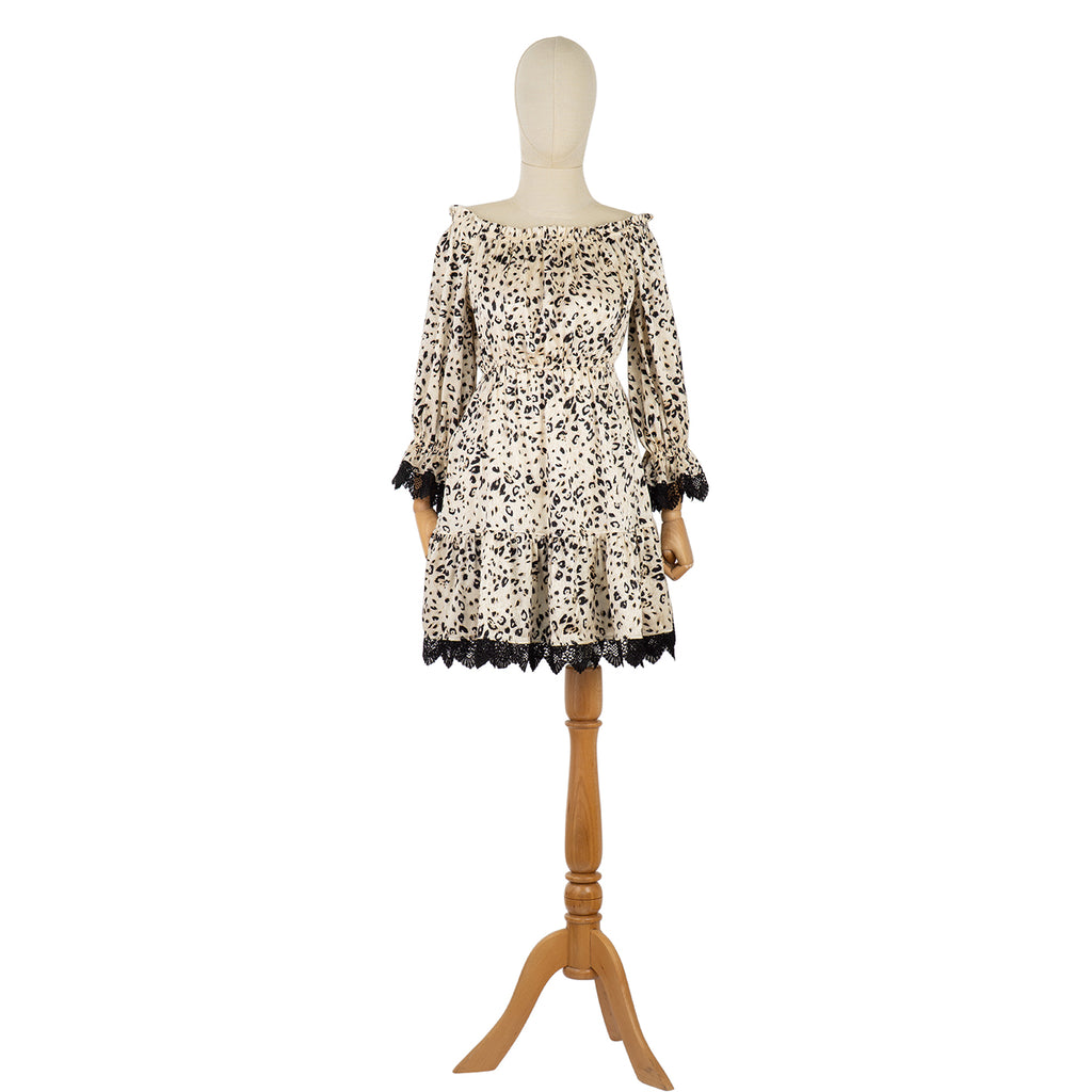 Dress with Contrast Corset and Leopard Print