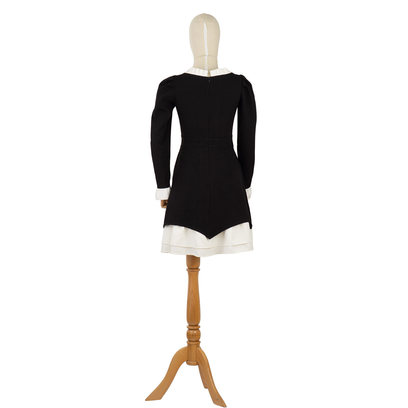 Elegant Black &amp; White Dress with Pearl Buttons