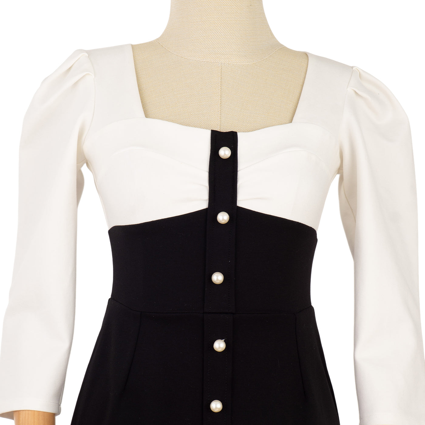 Dress with Contrasting Design and Button Details