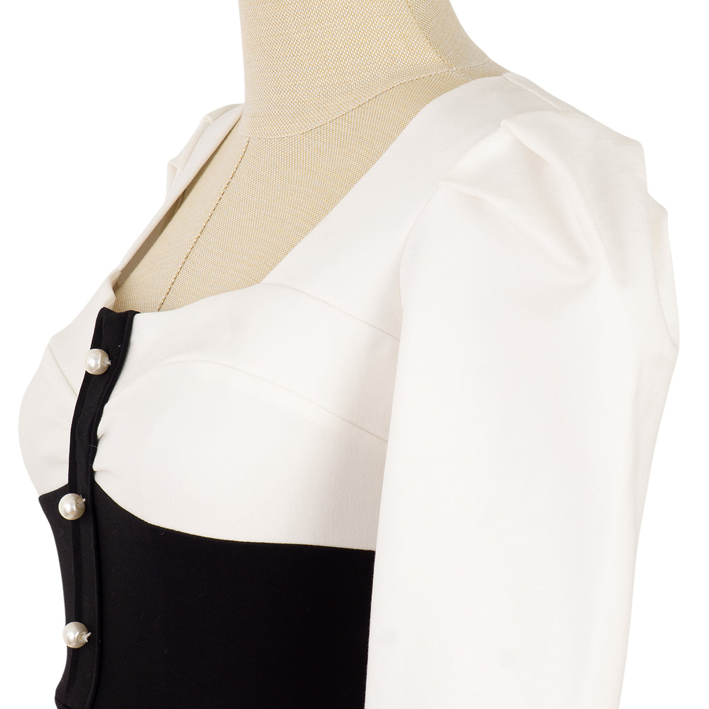 Dress with Contrasting Design and Button Details