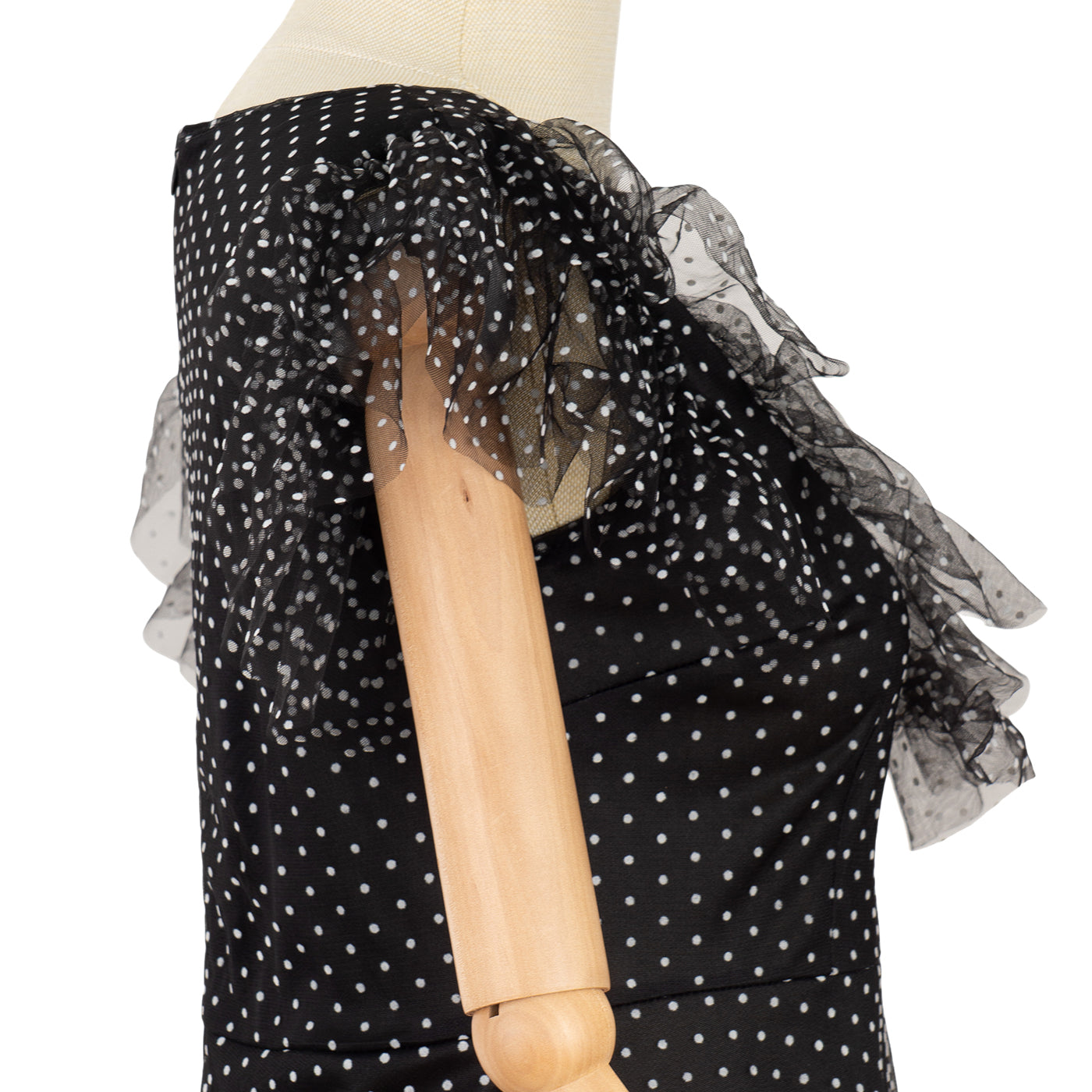 Polka Dot Dress with Puffy Sleeves and Ruffle Hem