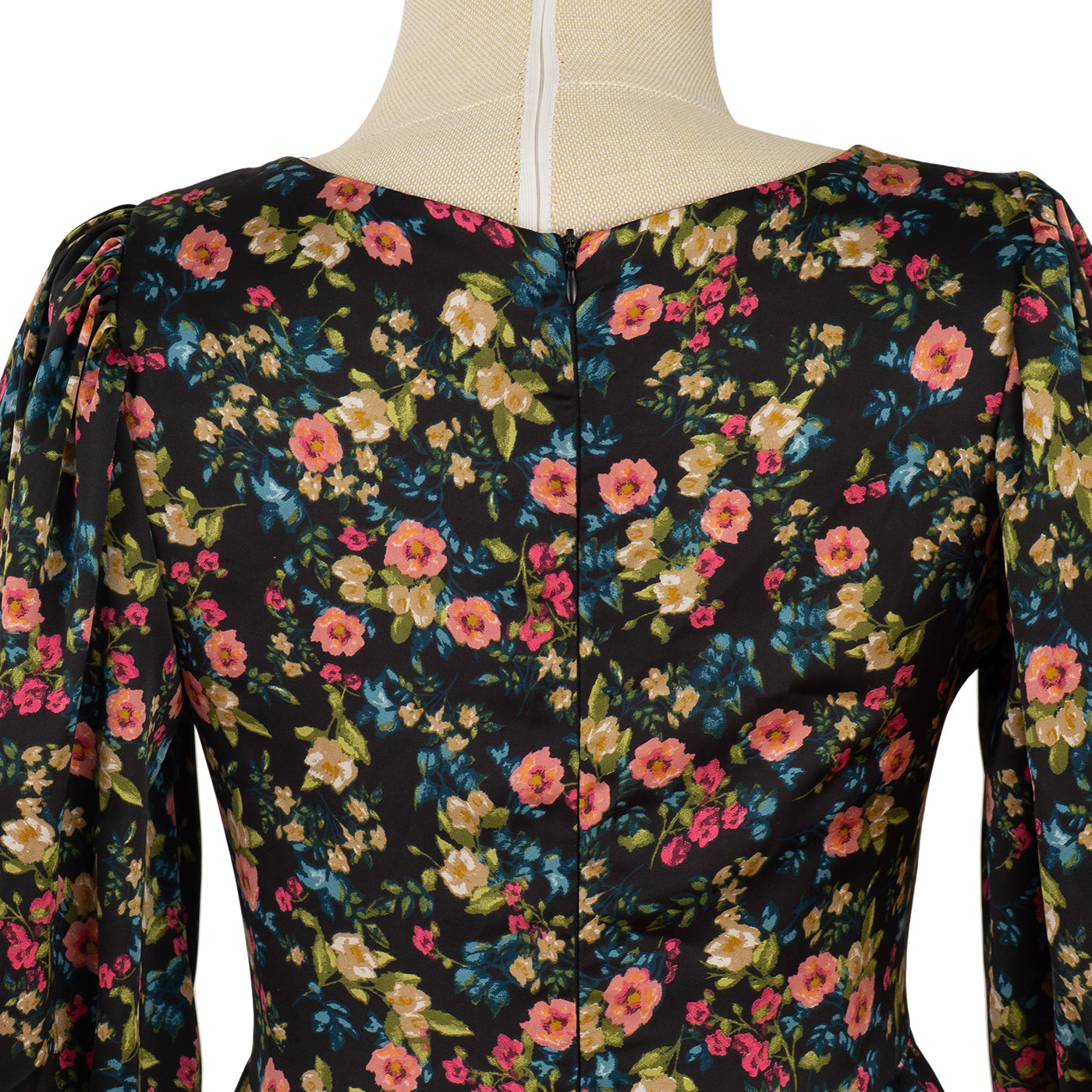 Dress with Floral Top and Asymmetrical Cut
