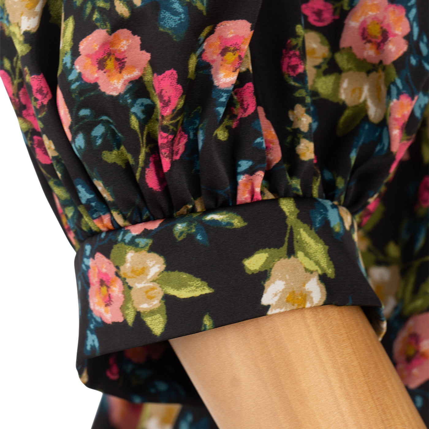 Dress with Floral Top and Asymmetrical Cut