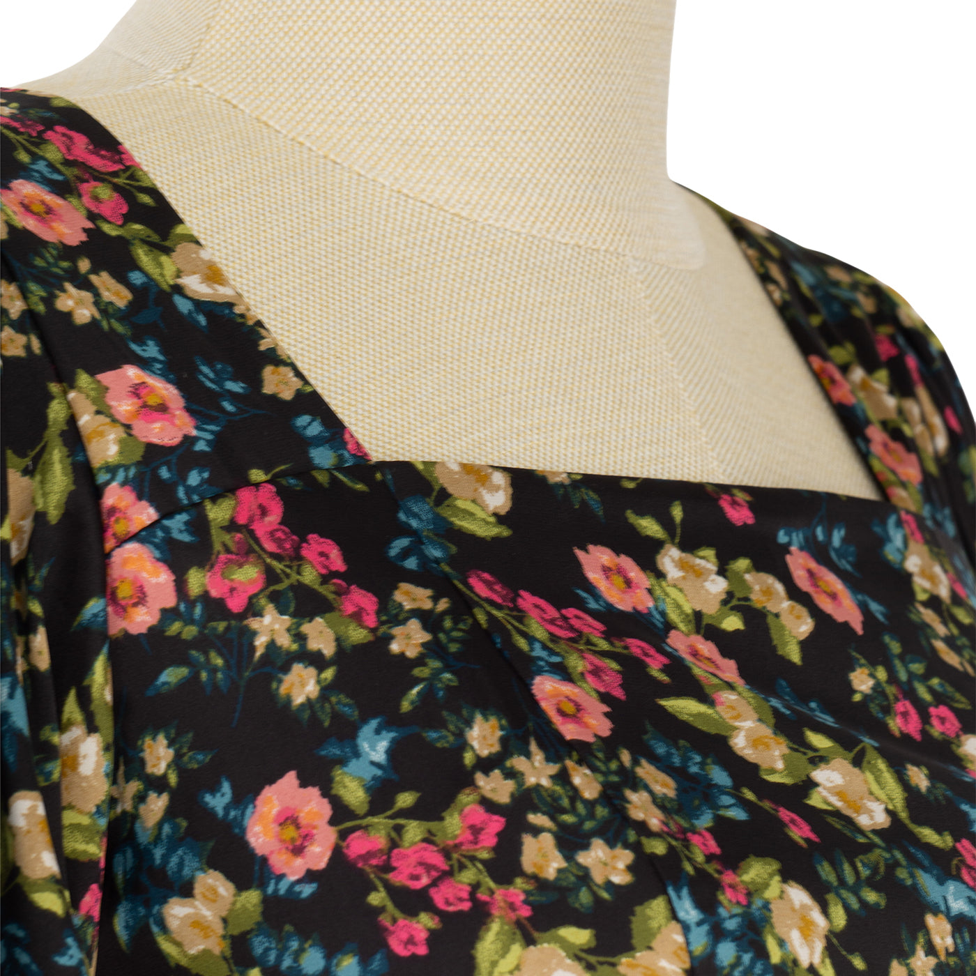 Dress with Floral Top and Asymmetrical Cut