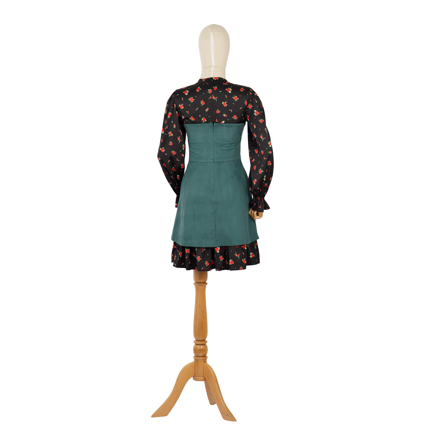 Dress with Green Corset and Floral Sleeves