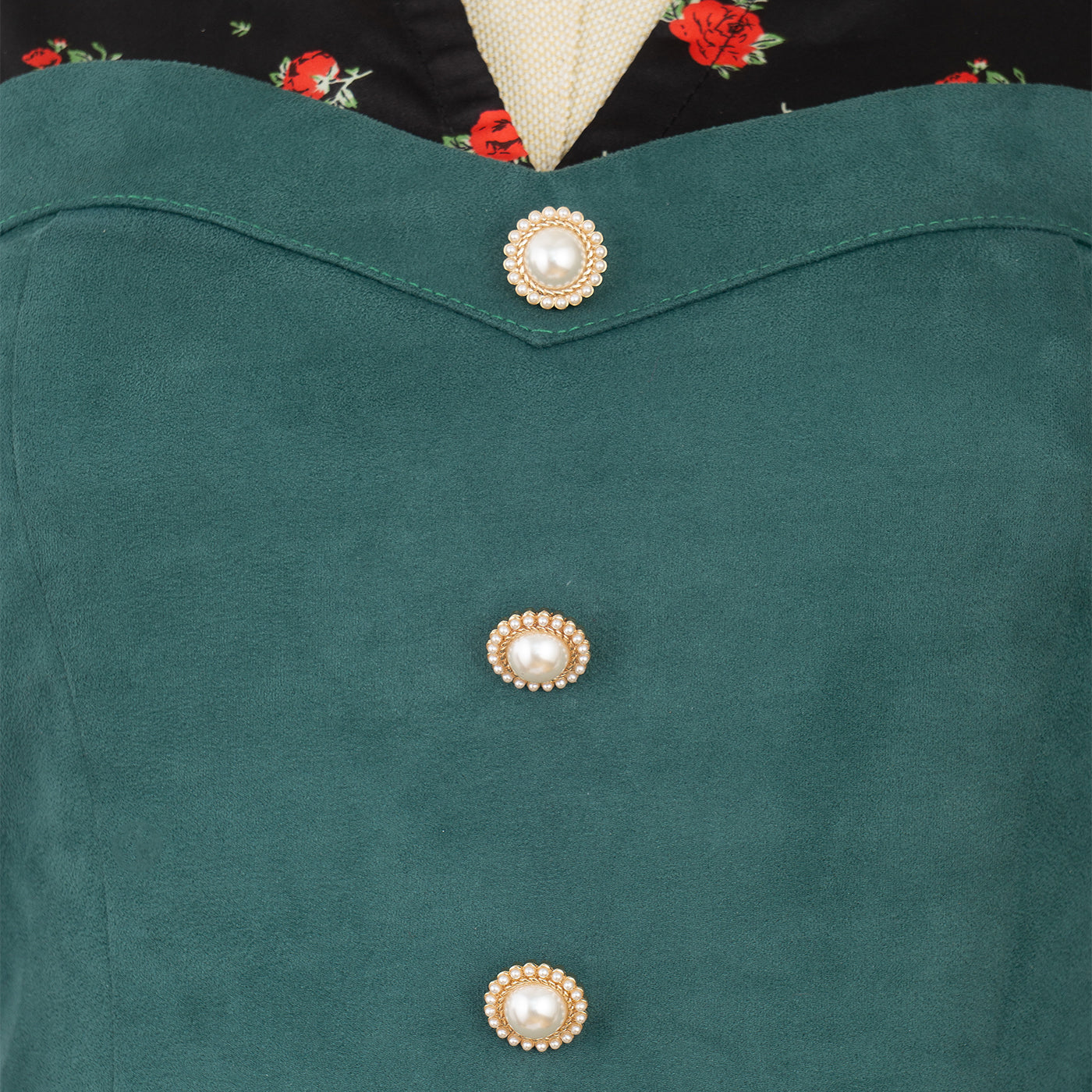 Dress with Green Corset and Floral Sleeves