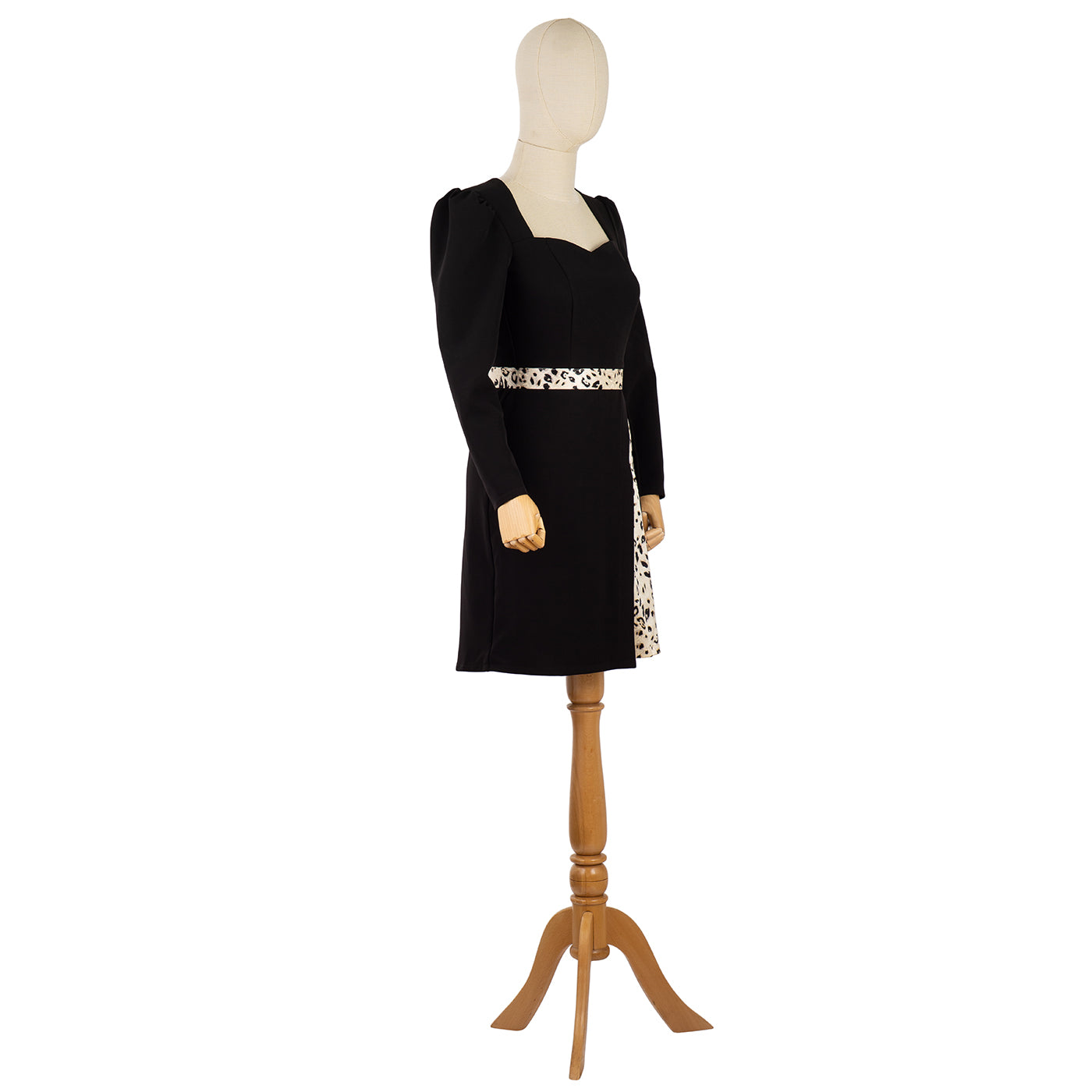 Black Dress with Leopard Accent and Slit