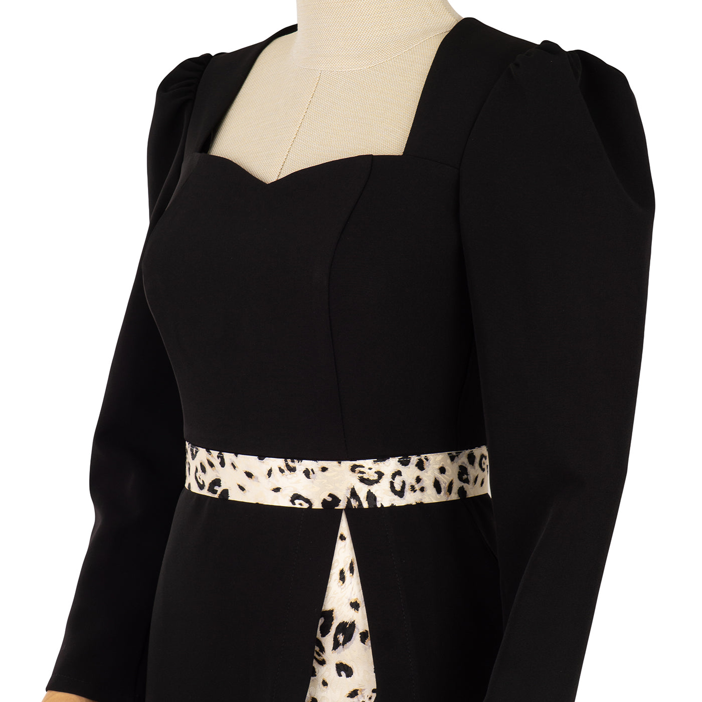 Black Dress with Leopard Accent and Slit